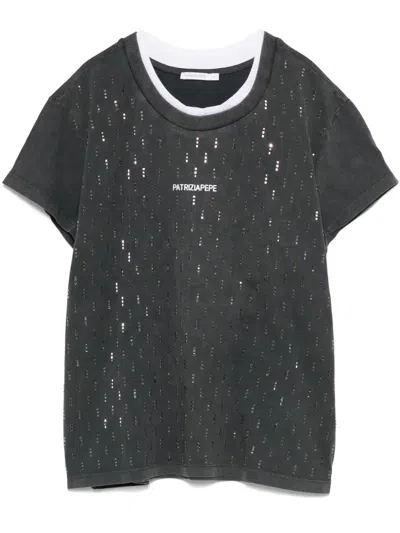Patrizia Pepe Studded T-shirt In Grey