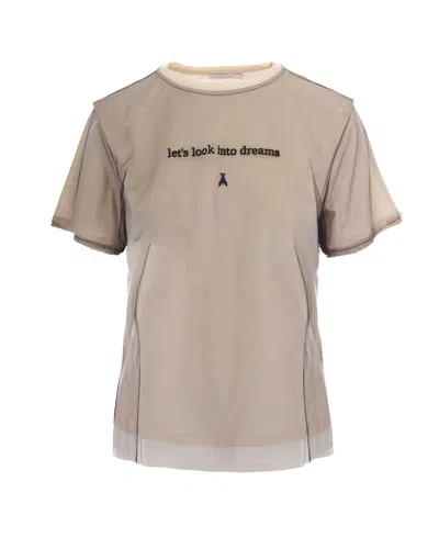 Patrizia Pepe Double-layer Cotton-jersey T-shirt In Neutral
