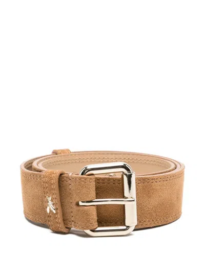 Patrizia Pepe Suede Buckle Belt In Brown