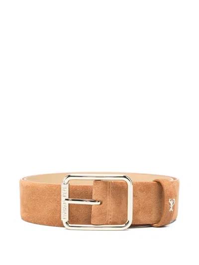 Patrizia Pepe Suede Buckle Belt In Brown