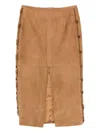 Patrizia Pepe Suede Midi Skirt In Brown