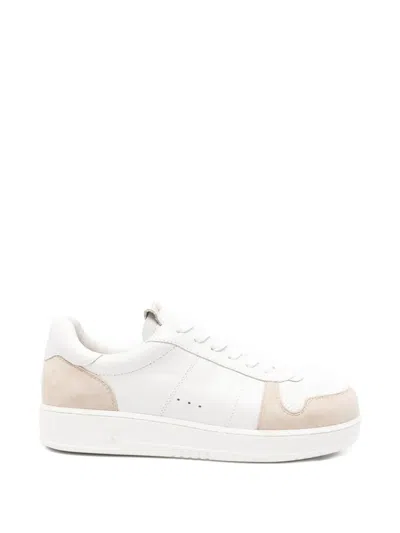 Patrizia Pepe Suede-panelled Leather Sneakers In White