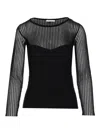 Patrizia Pepe Ribbed Transparent Knitwear In Black
