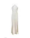 Patrizia Pepe Light Beige Maxi Dress With Keyhole Detail In White