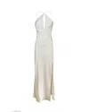 Patrizia Pepe Light Beige Maxi Dress With Keyhole Detail In White