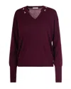 Patrizia Pepe Maglia Con Scollo A V Purple Red In Burgundy