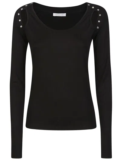 Patrizia Pepe Studded Shoulder Sweater In Black