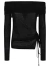 Patrizia Pepe Off-shoulder Side-tie Sweater In Black