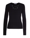 Patrizia Pepe Essential Chain Fitted Sweater In Black