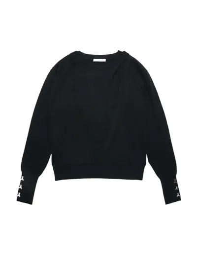 Patrizia Pepe Layered-effect Fly-embroidered Sweater In Black