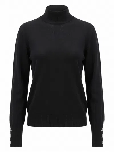 Patrizia Pepe Embellished-cuff Roll-neck Sweater In Blue