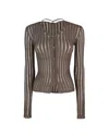 Patrizia Pepe Cardigan Slim Fit In Maglia Marrone In Brown
