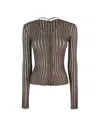 Patrizia Pepe Cardigan Slim Fit In Maglia Marrone In Brown