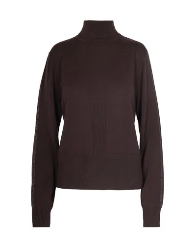 Patrizia Pepe Dolcevita Essential In Lana Deep Chocolate In Brown