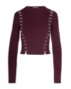 Patrizia Pepe Maglia Glam Rock Aderente Purple Red In Burgundy