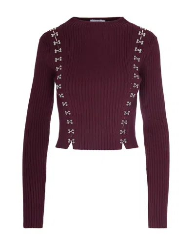Patrizia Pepe Maglia Glam Rock Aderente Purple Red