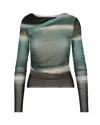 Patrizia Pepe Seascape-print Mesh T-shirt In Multi