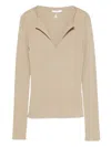 Patrizia Pepe Ribbed Sweater In Neutral