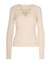 Patrizia Pepe Maglia Aderente Essential Con Catene Bianca In Neutral