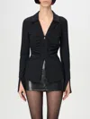 Patrizia Pepe Black Zip Front Shirt With Ruching In Black
