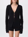 Patrizia Pepe Rhinestone-embellished Bell-sleeve Cardigan In Black