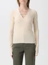 Patrizia Pepe Maglia Aderente Essential Con Catene Bianca In Neutral