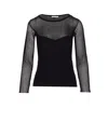 Patrizia Pepe Ribbed Transparent Knitwear In Black
