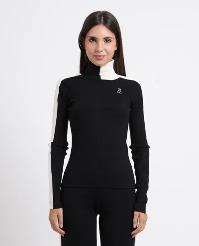 Patrizia Pepe Ribbed-knit Roll-neck Sweater In Black