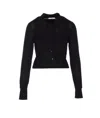 Patrizia Pepe Wool Sweater With Buttons And Internal Top In Black