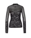 Patrizia Pepe Embroidered-mesh Sweater In Black