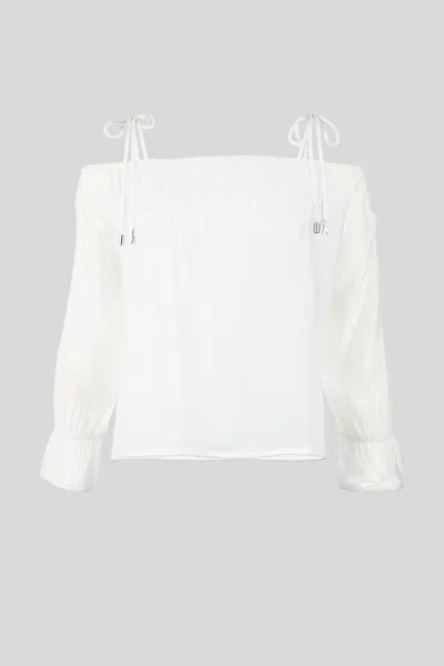 Patrizia Pepe T-shirt Arricciata Bianca In Bianco