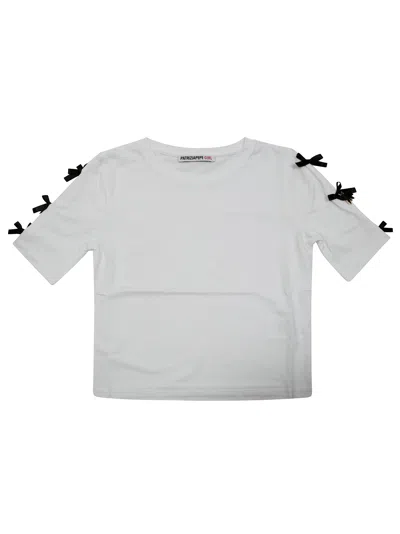 Patrizia Pepe T Shirt Con Fiocchi Sulle Maniche In White