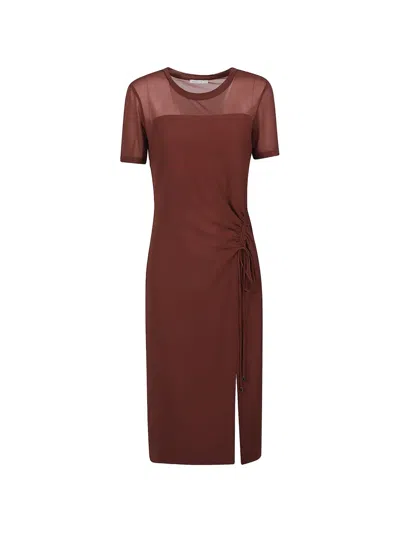 Patrizia Pepe T-shirt Midi Dress In Brown