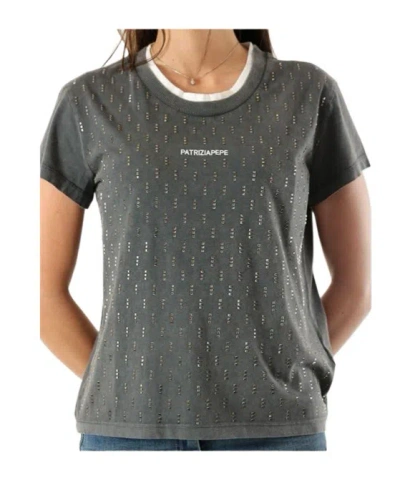 Patrizia Pepe T-shirt With Vintage Effect Studs In Black