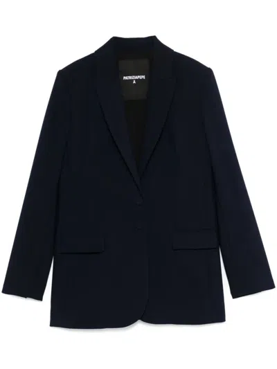 Patrizia Pepe Tailored Blue Blazer With Classic Lapel In Black