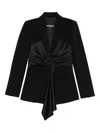 Patrizia Pepe Tailored Draped Blazer With Satin Waist Panel In Black
