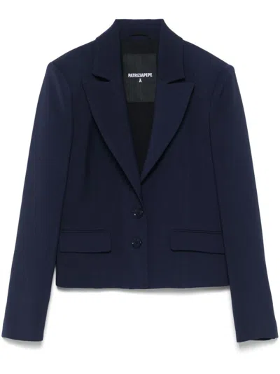Patrizia Pepe Tailored Navy Blazer With Structured Shoulders In Navy Blue