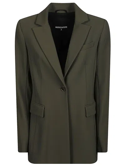 Patrizia Pepe Tailored Single-breasted Blazer With Notch Lapel And Structured Shoulders In Green