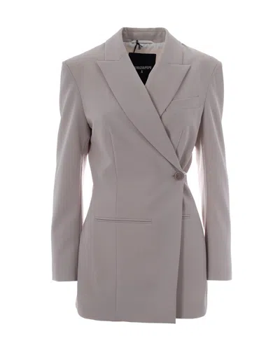 Patrizia Pepe Tailored Wrap Blazer Jacket In Gray