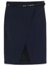 Patrizia Pepe Tailored Wrap Skirt With Side Pockets In Blue