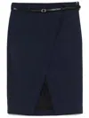 Patrizia Pepe Tailored Wrap Skirt With Side Pockets In Blue