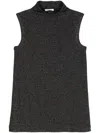 Patrizia Pepe Essential Fine-knit Top In Black  