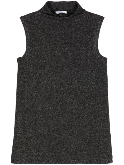 Patrizia Pepe Essential Fine-knit Top In Black