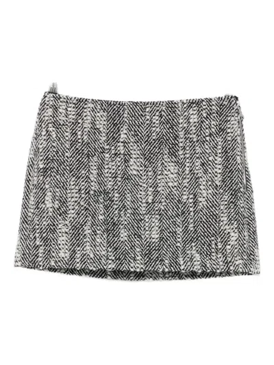 Patrizia Pepe Textured Mélange Mini Skirt In Black