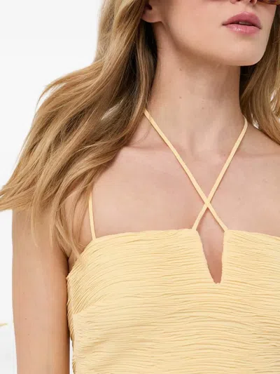Patrizia Pepe Textured Zip Mini Dress In Yellow