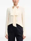 Patrizia Pepe Tie-detail Long-sleeve Blouse In White