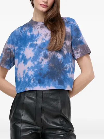 Patrizia Pepe Tie-dye Embellished Top In Blue