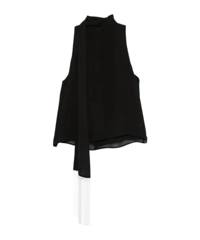 Patrizia Pepe Tie-detail Blouse In Black