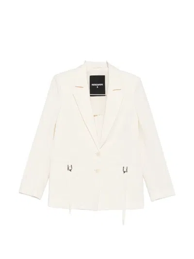 Patrizia Pepe Tie-embellished Single-breasted Blazer In White