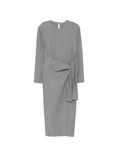 Patrizia Pepe Tie-waist Midi Dress In Gray